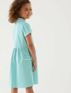 M&S Collection Dresses Girls' Pure Cotton Striped School Dress (2-14 Yrs) -Cheap School Uniform Store SD 04 T76 6480 J0 X EC 2