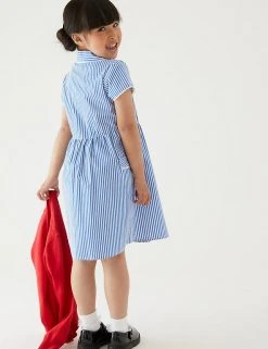 M&S Collection Dresses Girls' Pure Cotton Striped School Dress (2-14 Yrs) -Cheap School Uniform Store SD 04 T76 6480 O4 X EC 2