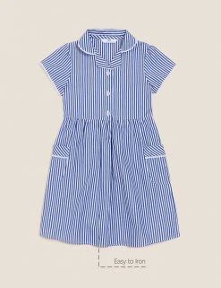 M&S Collection Dresses Girls' Pure Cotton Striped School Dress (2-14 Yrs) -Cheap School Uniform Store SD 04 T76 6480 O4 X EC 90