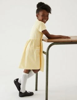 M&S Collection Dresses Girls' Pure Cotton Striped School Dress (2-14 Yrs) -Cheap School Uniform Store SD 04 T76 6480 R0 X EC 2