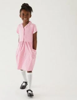 M&S Collection Dresses Girls' Pure Cotton Gingham School Dress (2-14 Yrs) -Cheap School Uniform Store SD 04 T76 6481 A0 X EC 0