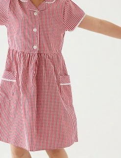 M&S Collection Dresses Girls' Pure Cotton Gingham School Dress (2-14 Yrs) -Cheap School Uniform Store SD 04 T76 6481 B0 X EC 1