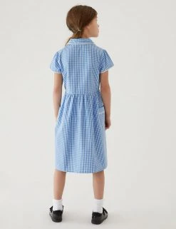 M&S Collection Dresses Girls' Pure Cotton Gingham School Dress (2-14 Yrs) -Cheap School Uniform Store SD 04 T76 6481 E1 X EC 2