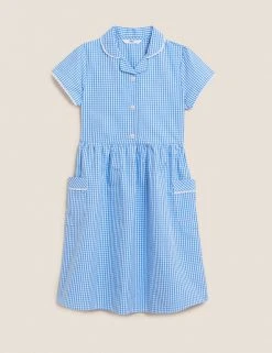 M&S Collection Dresses Girls' Pure Cotton Gingham School Dress (2-14 Yrs) -Cheap School Uniform Store SD 04 T76 6481 E1 X EC 90