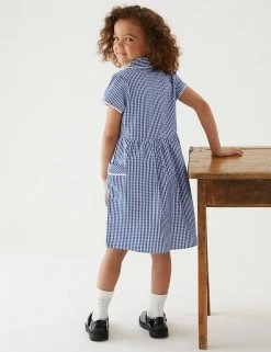 M&S Collection Dresses Girls' Pure Cotton Gingham School Dress (2-14 Yrs) -Cheap School Uniform Store SD 04 T76 6481 F0 X EC 2