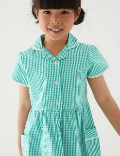 M&S Collection Dresses Girls' Pure Cotton Gingham School Dress (2-14 Yrs) -Cheap School Uniform Store SD 04 T76 6481 J0 X EC 1