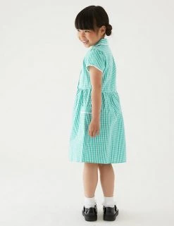 M&S Collection Dresses Girls' Pure Cotton Gingham School Dress (2-14 Yrs) -Cheap School Uniform Store SD 04 T76 6481 J0 X EC 2