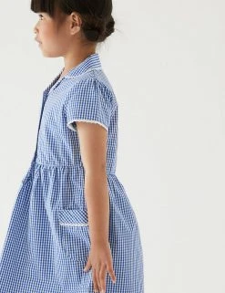 M&S Collection Dresses Girls' Pure Cotton Gingham School Dress (2-14 Yrs) -Cheap School Uniform Store SD 04 T76 6481 O4 X EC 1