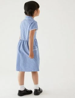 M&S Collection Dresses Girls' Pure Cotton Gingham School Dress (2-14 Yrs) -Cheap School Uniform Store SD 04 T76 6481 O4 X EC 2