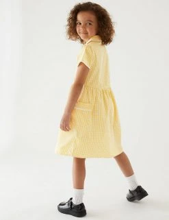 M&S Collection Dresses Girls' Pure Cotton Gingham School Dress (2-14 Yrs) -Cheap School Uniform Store SD 04 T76 6481 R0 X EC 2
