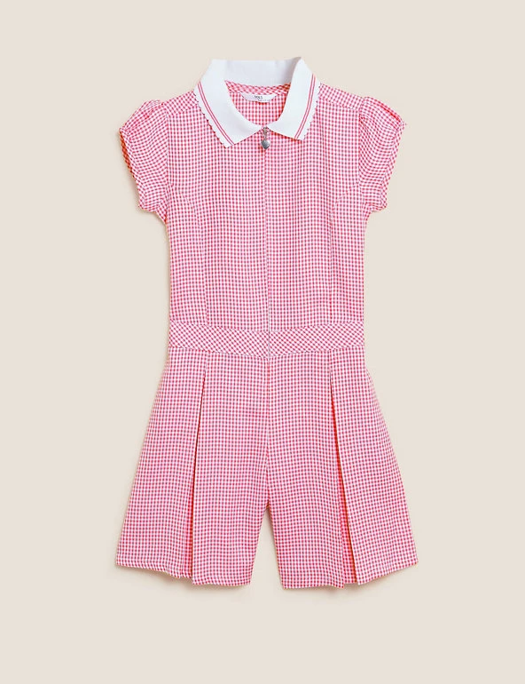 Girls' Gingham Pleated Zip School Playsuit (2-14 Yrs) Dresses Girls' Gingham Pleated Zip School Playsuit (2-14 Yrs) -Cheap School Uniform Store SD 04 T76 6482 A0 X EC 90