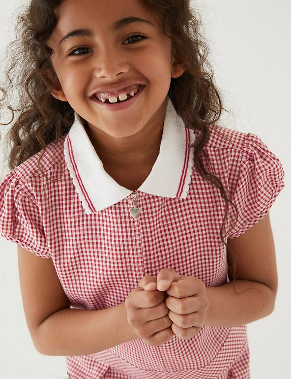 Girls' Gingham Pleated Zip School Playsuit (2-14 Yrs) Dresses Girls' Gingham Pleated Zip School Playsuit (2-14 Yrs) -Cheap School Uniform Store SD 04 T76 6482 B0 X EC 1