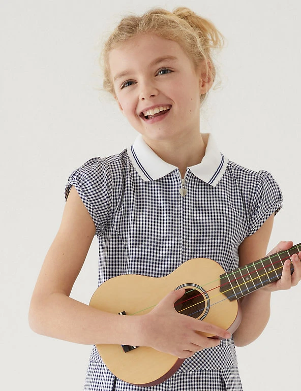 Girls' Gingham Pleated Zip School Playsuit (2-14 Yrs) Dresses Girls' Gingham Pleated Zip School Playsuit (2-14 Yrs) -Cheap School Uniform Store SD 04 T76 6482 F0 X EC 1