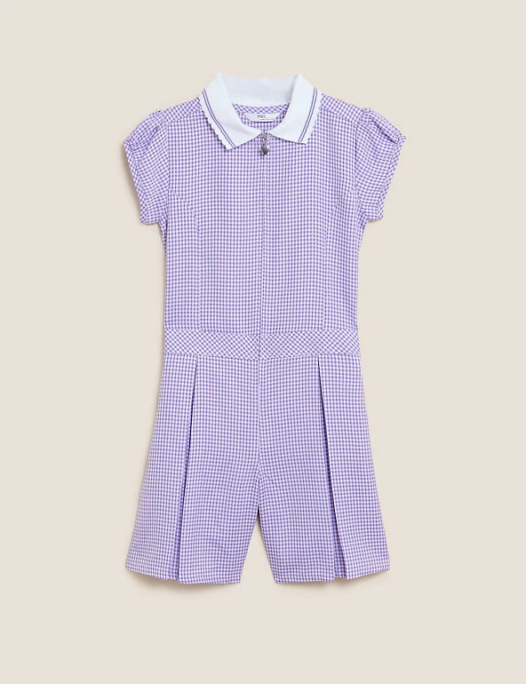 Girls' Gingham Pleated Zip School Playsuit (2-14 Yrs) Dresses Girls' Gingham Pleated Zip School Playsuit (2-14 Yrs) -Cheap School Uniform Store SD 04 T76 6482 G0 X EC 90