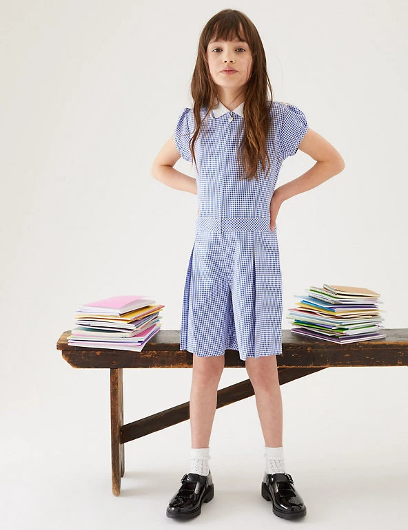 Girls' Gingham Pleated Zip School Playsuit (2-14 Yrs) Dresses Girls' Gingham Pleated Zip School Playsuit (2-14 Yrs) -Cheap School Uniform Store SD 04 T76 6482 O4 X EC 0