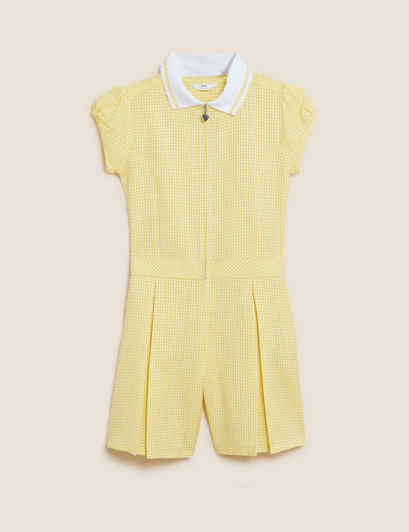 Girls' Gingham Pleated Zip School Playsuit (2-14 Yrs) Dresses Girls' Gingham Pleated Zip School Playsuit (2-14 Yrs) -Cheap School Uniform Store SD 04 T76 6482 R0 X EC 90