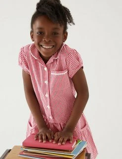 M&S Collection 2pk Girls' Cotton Plus Fit School Dresses -Cheap School Uniform Store SD 04 T76 6487P B0 X EC 1