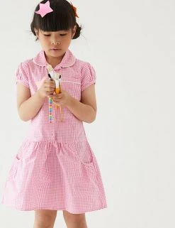 M&S Collection 2pk Girls' Cotton Gingham School Dresses (2-14 Yrs) -Cheap School Uniform Store SD 04 T76 6487 A0 X EC 0