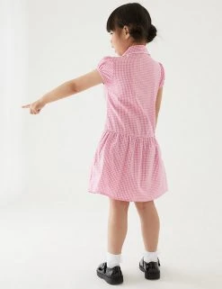 M&S Collection 2pk Girls' Cotton Gingham School Dresses (2-14 Yrs) -Cheap School Uniform Store SD 04 T76 6487 A0 X EC 2