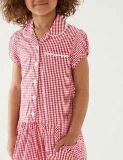 M&S Collection 2pk Girls' Cotton Gingham School Dresses (2-14 Yrs) -Cheap School Uniform Store SD 04 T76 6487 B0 X EC 1