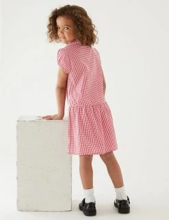 M&S Collection 2pk Girls' Cotton Gingham School Dresses (2-14 Yrs) -Cheap School Uniform Store SD 04 T76 6487 B0 X EC 2