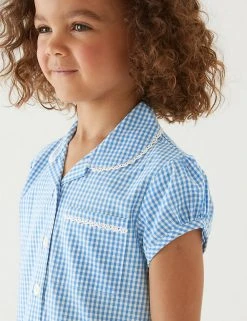 M&S Collection 2pk Girls' Cotton Gingham School Dresses (2-14 Yrs) -Cheap School Uniform Store SD 04 T76 6487 E1 X EC 1