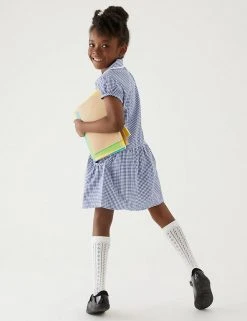 M&S Collection 2pk Girls' Cotton Gingham School Dresses (2-14 Yrs) -Cheap School Uniform Store SD 04 T76 6487 F0 X EC 2