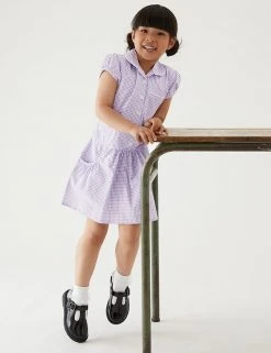 M&S Collection 2pk Girls' Cotton Gingham School Dresses (2-14 Yrs) -Cheap School Uniform Store SD 04 T76 6487 G0 X EC 0