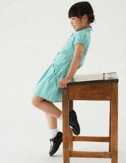 M&S Collection 2pk Girls' Cotton Gingham School Dresses (2-14 Yrs) -Cheap School Uniform Store SD 04 T76 6487 J0 X EC 0