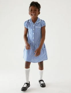 M&S Collection 2pk Girls' Cotton Gingham School Dresses (2-14 Yrs) -Cheap School Uniform Store SD 04 T76 6487 O4 X EC 0