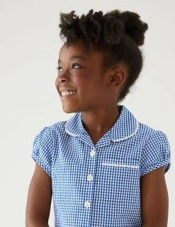 M&S Collection 2pk Girls' Cotton Gingham School Dresses (2-14 Yrs) -Cheap School Uniform Store SD 04 T76 6487 O4 X EC 1