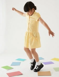 M&S Collection 2pk Girls' Cotton Gingham School Dresses (2-14 Yrs) -Cheap School Uniform Store SD 04 T76 6487 R0 X EC 0