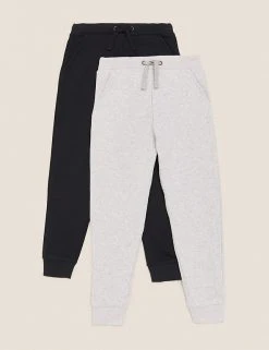 M&S Collection 2pk Cotton Rich Joggers (6-16 Yrs)