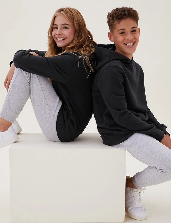 Unisex Cotton Rich Hooded Sweatshirt (6-16 Yrs) M&S Collection Jumpers Unisex Cotton Rich Hooded Sweatshirt (6-16 Yrs) -Cheap School Uniform Store SD 04 T87 4112B OG X EC 0