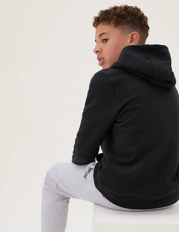 Unisex Cotton Rich Hooded Sweatshirt (6-16 Yrs) M&S Collection Jumpers Unisex Cotton Rich Hooded Sweatshirt (6-16 Yrs) -Cheap School Uniform Store SD 04 T87 4112B OG X EC 3