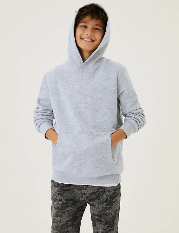 Unisex Cotton Rich Hooded Sweatshirt (6-16 Yrs) M&S Collection Jumpers Unisex Cotton Rich Hooded Sweatshirt (6-16 Yrs) -Cheap School Uniform Store SD 04 T87 4112B UT X EC 1