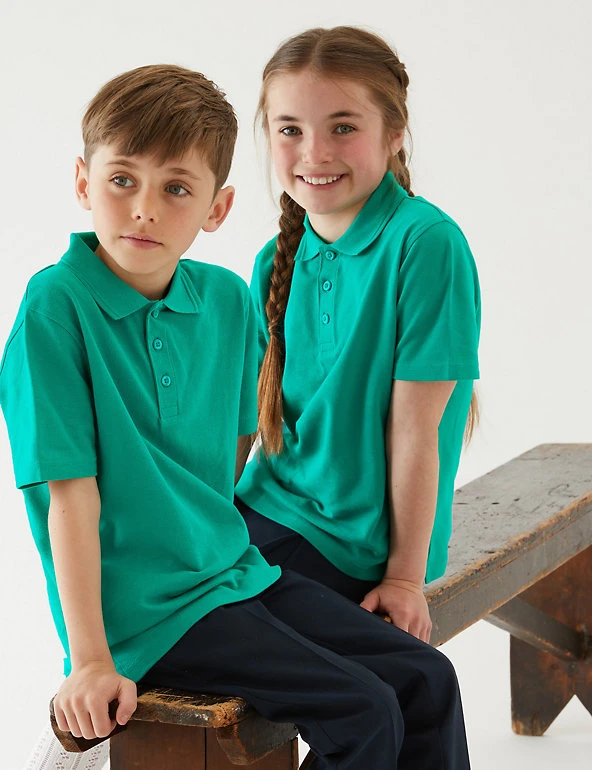 Unisex Pure Cotton Polo Shirt (2-16 Yrs) M&S Collection Polo-shirts Unisex Pure Cotton Polo Shirt (2-16 Yrs) -Cheap School Uniform Store SD 04 T93 1782 XS X EC 0