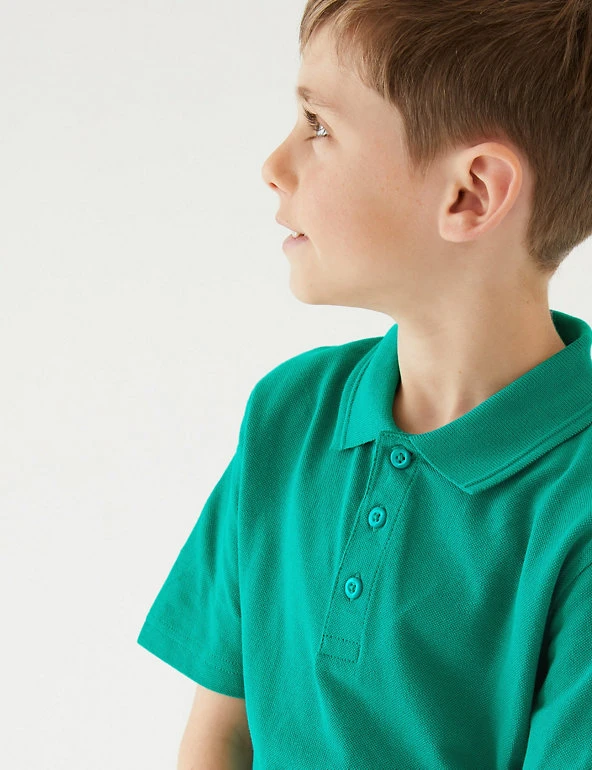 Unisex Pure Cotton Polo Shirt (2-16 Yrs) M&S Collection Polo-shirts Unisex Pure Cotton Polo Shirt (2-16 Yrs) -Cheap School Uniform Store SD 04 T93 1782 XS X EC 3