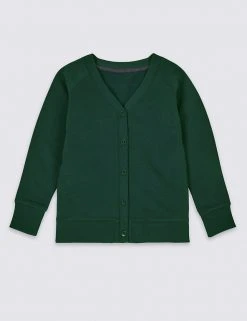 M&S Collection Cardigans Cotton Sweat School Cardigan With StayNEW™ (2-16 Yrs)