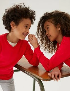 M&S Collection Jumpers Cotton Unisex V-Neck Sweatshirt (2-16 Yrs) -Cheap School Uniform Store SD 04 T93 2275 B0 X EC 0