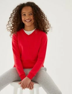 M&S Collection Jumpers Cotton Unisex V-Neck Sweatshirt (2-16 Yrs) -Cheap School Uniform Store SD 04 T93 2275 B0 X EC 1