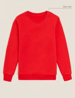 M&S Collection Jumpers Cotton Unisex V-Neck Sweatshirt (2-16 Yrs) -Cheap School Uniform Store SD 04 T93 2275 B0 X EC 90