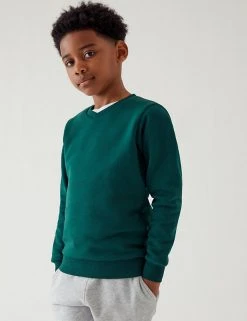 M&S Collection Jumpers Cotton Unisex V-Neck Sweatshirt (2-16 Yrs) -Cheap School Uniform Store SD 04 T93 2275 EE X EC 2