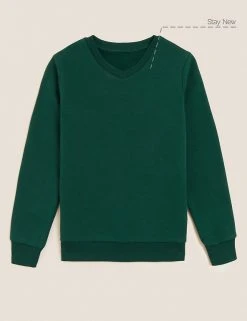M&S Collection Jumpers Cotton Unisex V-Neck Sweatshirt (2-16 Yrs) -Cheap School Uniform Store SD 04 T93 2275 EE X EC 90