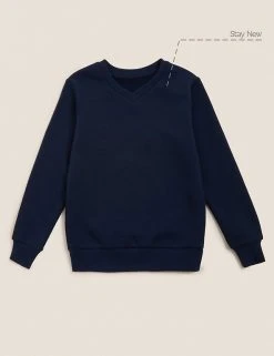 M&S Collection Jumpers Cotton Unisex V-Neck Sweatshirt (2-16 Yrs) -Cheap School Uniform Store SD 04 T93 2275 F3 X EC 90