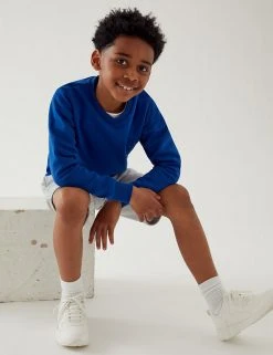 M&S Collection Jumpers Cotton Unisex V-Neck Sweatshirt (2-16 Yrs) -Cheap School Uniform Store SD 04 T93 2275 RA X EC 1