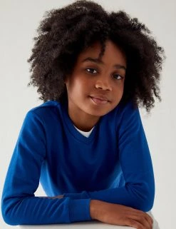 M&S Collection Jumpers Cotton Unisex V-Neck Sweatshirt (2-16 Yrs) -Cheap School Uniform Store SD 04 T93 2275 RA X EC 2