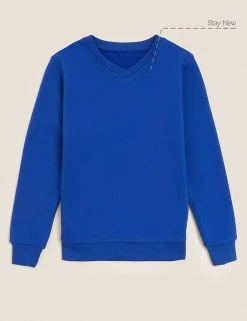 M&S Collection Jumpers Cotton Unisex V-Neck Sweatshirt (2-16 Yrs) -Cheap School Uniform Store SD 04 T93 2275 RA X EC 90