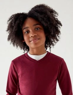 M&S Collection Jumpers Cotton Unisex V-Neck Sweatshirt (2-16 Yrs) -Cheap School Uniform Store SD 04 T93 2275 XM X EC 2