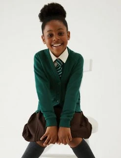 M&S Collection Cardigans Girls' Cotton Regular Fit School Cardigan (2-16 Yrs) -Cheap School Uniform Store SD 04 T93 2279 EE X EC 0